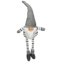 Northlight Striped Sitting Gnome Christmas Figure - 22" - Gray, White and Black