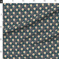 Various Fabrics by the Yard or Fat Quarter Blue Leaves Hand Drawn Garden Daisy Ditsy Meadow Boho Camomile Floral Botanical Modern Cottage Cottagecore Small Scale Custom Printed Fabric by Spoonflower