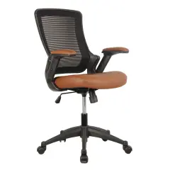 Techni Office Solutions 34" Black, Brown, and Metallic Gray Mid-Back Mesh Task Office Chair