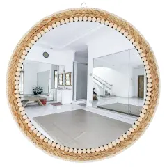 Creekview Home Emporium Bohemian Decor Round Rattan Mirror - 20in Rustic Mirror