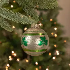 Northlight Irish Shamrock Mercury Glass Christmas Ornament - 3" - Green