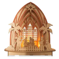 Wooden Nativity Scene Set with LED Lights 11 Inches