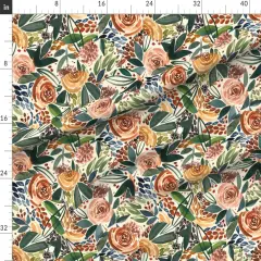 Various Fabrics by the Yard or Fat Quarter Boho Watercolor Roses Floral Medium Scale Multicolor Colorful Cream Botanical Peach Custom Printed Fabric by Spoonflower