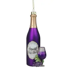 Northlight 5.75" Purple Wine Country Bottle Glass Christmas Ornament