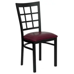 Emma and Oliver Window Back Metal Restaurant Dining Chair BurgVYL/BlackMetal