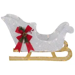 Northlight 30.25" LED Lighted Glittery White Sleigh Outdoor Christmas Decoration Gold