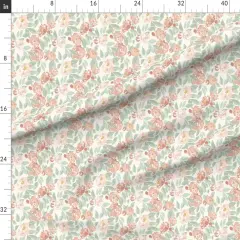 Various Fabrics by the Yard or Fat Quarter Watercolor Peony Blush Pink Sage Small Scale Delicate Botanical Modern Rose Floral Custom Printed Fabric by Spoonflower