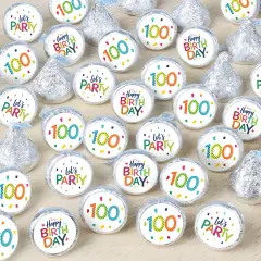 Big Dot of Happiness 100th Birthday - Cheerful Happy Birthday - Colorful Birthday Party Small Round Candy Stickers - Party Favor Labels - 324 Count