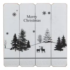 Northlight 16&rdquo; White Merry Christmas Post Card Winter Scene Wooden Wall Sign