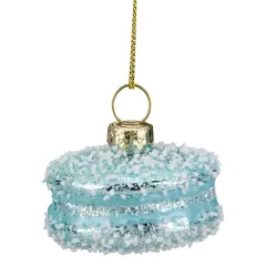 Northlight 2" Blue Macaroon with Sugar Glass Christmas Ornament