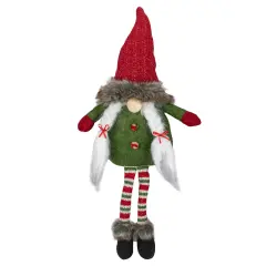 Northlight Sitting Female Gnome with Pigtails and Dangling Legs Christmas Figurine - 25" Red
