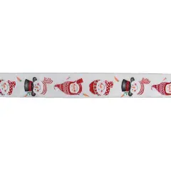 Northlight Red and White Snowman Christmas Wired Craft Ribbon 2.5" x 16 Yards