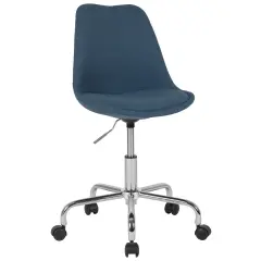 Merrick Lane Marilyn Swivel Office Chair with Height Adjustable Swivel Seat in Stylish Upholstery Blue