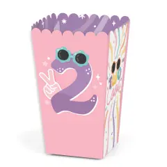 Big Dot of Happiness Two Cool - Girl - Pastel 2nd Birthday Party Favor Popcorn Treat Boxes - Set of 12