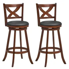 Costway Set of 2 Bar StoolsClassic Counter Height Swivel Chairs for Kitchen Pub