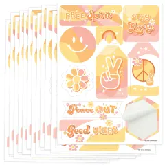 Big Dot of Happiness Stay Groovy - Boho Hippie Party Favor Sticker Set - 12 Sheets - 120 Stickers