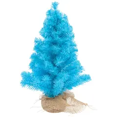 Northlight Pine Christmas Tree in Natural Jute Base - 18" - Cerulean Blue - Unlit