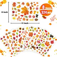 Fall Decorations-Fall Window Clings, Thanksgiving Window Clings for Glass 324 PCS Thanksgiving Clings for Windows Fall Window Stickers Thanksgiving Home Office Decorations