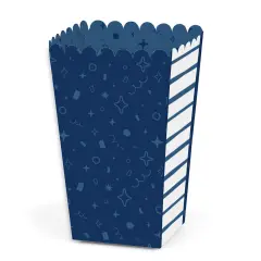 Big Dot of Happiness Navy Confetti Stars - Simple Party Favor Popcorn Treat Boxes - Set of 12