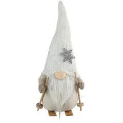 Northlight Winter Ski Gnome with Snowflake Hat Christmas Decoration - 12" White