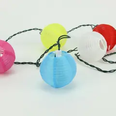 PENN Paper Lantern Christmas Light Set - Multi-Color - 9' Green Wire - Clear Lights - 10ct