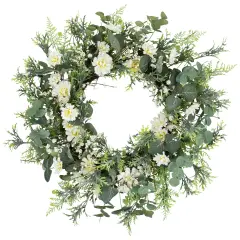 Northlight Fern and Eucalyptus Floral Spring Wreath - 24" White