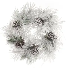 24" Snow-Covered Pine Wreath - Pine Cones & Greenery, Lifelike Winter D&eacute;cor, Perfect for Front Door, Mantel & Wall - Christmas & Holiday Accent, 2024 Christmas Collection, Floral Home by Artificial Flowers