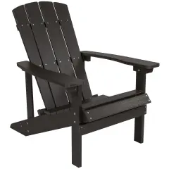 Merrick Lane Riviera Azure Adirondack Patio Chairs With Vertical Lattice Back And Weather Resistant Frame Slate Gray