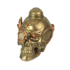 Antique Bronze Finish Retro-Futuristic Steampunk Human Skull Tabletop Statue