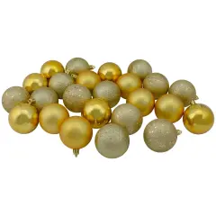 Northlight Shatterproof 4-Finish Christmas Ball Ornaments - 2.5" (60mm) - Vegas Gold - 24ct