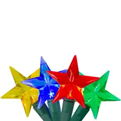 Hofert LED M5 Stars Mini Christmas Lights - Multi-Color - 8 ft Green Wire - 25ct
