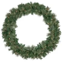 Northlight Pre-Lit Oregon Cashmere Pine Artificial Christmas Wreath - 48" - Clear Lights Green