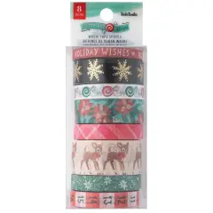 Vicki Boutin Peppermint Kisses Washi Tape 8/Pkg-W/Gold Foil Accents