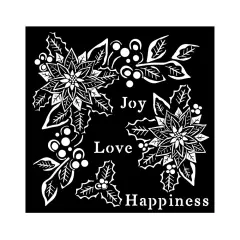 Stamperia Stencil 7"X7"-Christmas Joy, Love, Happiness