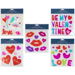 Northlight Set of 5 Double Sided Valentine's Day Gel Window Clings Red