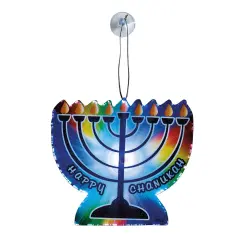 Rite Lite 5" Blue Battery Operated Color Changing Fiber Optic "Happy Hanukkah" Menorah Window Decor