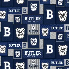 Sykel Enterprises-Butler University Fleece Fabric-Butler Bulldogs College Patch Fleece Blanket Fabric-Sold by the yard