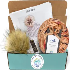 DIY Winter Hat Crochet Kit. Includes Bulky Superfine Merino Wool Yarn, Printed Pattern, Pom-Pom, Rim Tag. Soft, Cozy, Great for Gifts Honeybun