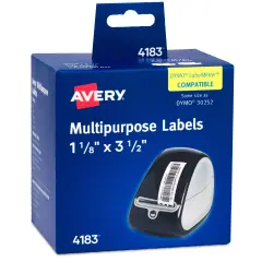 Avery Direct Thermal Roll Labels, 1-1/8" x 3-1/2", White, 350 Multipurpose Labels Per Roll, 2 Rolls (4183)