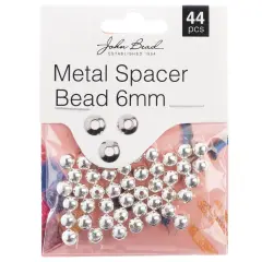 John Bead Metal Spacer Bead 6mm 44/Pkg-Silver