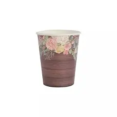 24 Brown Rustic Wood Print Paper Cups