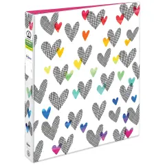Avery + Amy Tangerine Designer Collection Binder, 1" Round Rings, 175-Sheet Capacity, Hatchmark Hearts (28320)