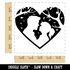 Valentine's Day Couple Kiss Heart Love Anniversary Square Rubber Stamp for Stamping Crafting