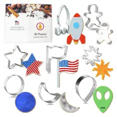 CookieCutter.com Moon Landing Cookie Cutter 8 Pc Set, 3 - 4.5 in, Tin Plate Steel, USA