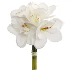 Set of 12 Exquisite 12" White Amaryllis Bundles - Artificial Indoor/Outdoor Floral Decor for Home, Office, and Special Events, Floral Home by Artificial Flowers