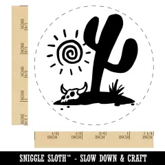 Saguaro Cactus Sonoran Desert Bull Skull Rubber Stamp for Stamping Crafting Planners