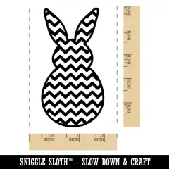 Bunny Pattern ZigZag Lines Easter Rabbit Rectangle Rubber Stamp for Stamping Crafting