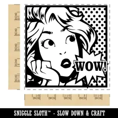 Wow Vintage Comic Pop Art Square Rubber Stamp for Stamping Crafting