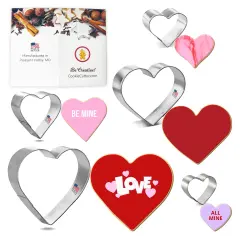 CookieCutter.com Heart 5 Piece Set, Sizes 1.5 in to 3.75 in Tin Plate Steel Handmade in the USA