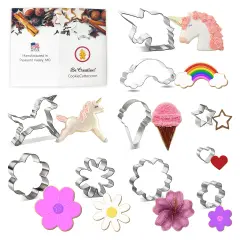 CookieCutter.Com Unicorn Birthday Baby Shower Cookie Cutter 10 Pc Set HS0456 with Recipe Card. USA Made